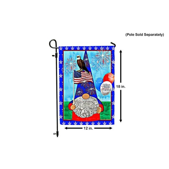 GOD BLESS AMERICA Gnome Eagle Double Sided Patriotic Garden Flag 4th of July NEW - Picture 2 of 8